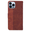 Geometric Embossed Leather Phone Case For iPhone 14 Pro Max(Brown)
