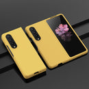 For Samsung Galaxy Z Fold4 Big Hole Fuel Injection PC Skin Feel Phone Case(Lemon Yellow)
