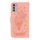 For Motorola Moto G42 Butterfly Rose Embossed Leather Phone Case(Pink)