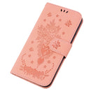 For Motorola Moto G42 Butterfly Rose Embossed Leather Phone Case(Pink)