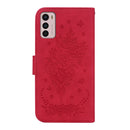 For Motorola Moto G42 Butterfly Rose Embossed Leather Phone Case(Red)