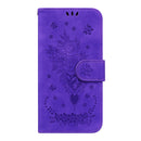 For Motorola Moto G42 Butterfly Rose Embossed Leather Phone Case(Purple)