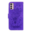 For Motorola Moto G42 Butterfly Rose Embossed Leather Phone Case(Purple)
