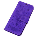 For Motorola Moto G42 Butterfly Rose Embossed Leather Phone Case(Purple)