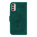 For Motorola Moto G42 Butterfly Rose Embossed Leather Phone Case(Green)