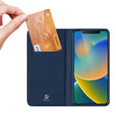 DUX DUCIS Skin Pro Series Shockproof Horizontal Flip Leather Phone Case For iPhone 14(Dark Blue)