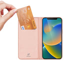 DUX DUCIS Skin Pro Series Shockproof Horizontal Flip Leather Phone Case For iPhone 14(Rose Gold)