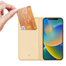 DUX DUCIS Skin Pro Series Shockproof Horizontal Flip Leather Phone Case For iPhone 14(Gold)