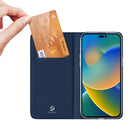 DUX DUCIS Skin Pro Series Shockproof Horizontal Flip Leather Phone Case For iPhone 14 Pro Max(Dark Blue)