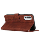 For Motorola Moto G52 Skin Feel Heart Pattern Leather Phone Case(Brown)