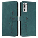 For Motorola Moto G52 Skin Feel Heart Pattern Leather Phone Case(Green)