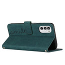 For Motorola Moto G52 Skin Feel Heart Pattern Leather Phone Case(Green)