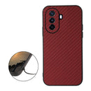 For Huawei Enjoy 50 China/nova Y70 4G Global/nova Y70 Plus Fine Hole Carbon Fiber Texture Shockproof Phone Case(Red)