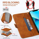 For Motorola Moto G22 RFID Geometric Line Flip Leather Phone Case(Brown)