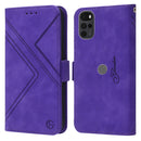 For Motorola Moto G22 RFID Geometric Line Flip Leather Phone Case(Purple)