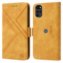 For Motorola Moto G22 RFID Geometric Line Flip Leather Phone Case(Yellow)