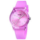 SKMEI 1760 Stainless Steel Buckle Silicone Strap Waterproof Quartz Watch(Purple Transparent)