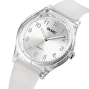 SKMEI 1760 Stainless Steel Buckle Silicone Strap Waterproof Quartz Watch(Purple Transparent)
