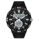 SANDA 3087 Luminous Waterproof Dual Display Electronic Watch(Black+White)