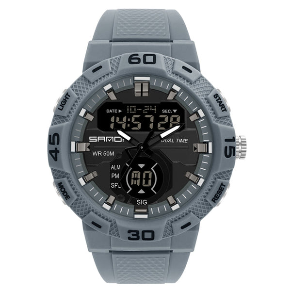 SANDA 3087 Luminous Waterproof Dual Display Electronic Watch(Grey)