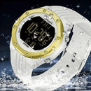 SANDA 6093 Waterproof Luminous Electronic Digital Watch(Black Silver)