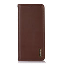 KHAZNEH Nappa Top Layer Cowhide Leather Phone Case For iPhone 14 Pro Max(Brown)