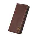 KHAZNEH Nappa Top Layer Cowhide Leather Phone Case For iPhone 14 Pro Max(Brown)