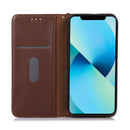 KHAZNEH Nappa Top Layer Cowhide Leather Phone Case For iPhone 14 Pro Max(Brown)