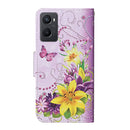 For OPPO A96 4G / Realme 9i Colored Drawing Pattern Flip Leather Phone Case(Yellow Flower Butterfly)