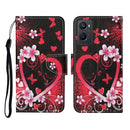 For OPPO A96 4G / Realme 9i Colored Drawing Pattern Flip Leather Phone Case(Red Heart)