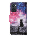 For OPPO A96 4G / Realme 9i Colored Drawing Pattern Flip Leather Phone Case(Star Sky Cat)