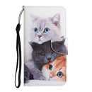 For OPPO A96 4G / Realme 9i Colored Drawing Pattern Flip Leather Phone Case(3 Cats)