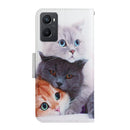For OPPO A96 4G / Realme 9i Colored Drawing Pattern Flip Leather Phone Case(3 Cats)