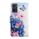 For OPPO A96 4G / Realme 9i Colored Drawing Pattern Flip Leather Phone Case(Purple Butterfly)