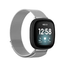 For Fitbit Versa 4 Milanese Magnetic Metal Weave Watchband(Silver)