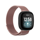For Fitbit Versa 4 Milanese Magnetic Metal Weave Watchband(Pink)