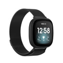 For Fitbit Versa 4 Milanese Magnetic Metal Weave Watchband(Black)