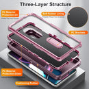 For Motorola Edge 30 Pro 3 in 1 Rugged Holder Phone Case(Purple + Pink)