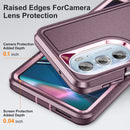 For Motorola Edge 30 Pro 3 in 1 Rugged Holder Phone Case(Purple + Pink)