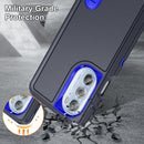 For Motorola Edge 30 Pro 3 in 1 Rugged Holder Phone Case(Dark Blue+Sapphire Blue)
