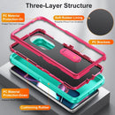 For Motorola Edge 30 Pro 3 in 1 Rugged Holder Phone Case(Blue + Pink)