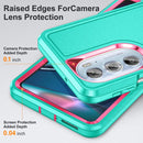 For Motorola Edge 30 Pro 3 in 1 Rugged Holder Phone Case(Blue + Pink)
