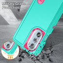 For Motorola Edge 30 Pro 3 in 1 Rugged Holder Phone Case(Blue + Pink)