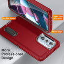 For Motorola Edge 30 Pro 3 in 1 Rugged Holder Phone Case(Red + Black)