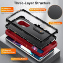 For Motorola Edge 30 Pro 3 in 1 Rugged Holder Phone Case(Red + Black)