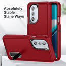 For Motorola Edge 30 Pro 3 in 1 Rugged Holder Phone Case(Red + Black)