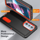 For Motorola Edge 30 Pro 3 in 1 Rugged Holder Phone Case(Black + Orange)