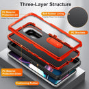For Motorola Edge 30 Pro 3 in 1 Rugged Holder Phone Case(Black + Orange)