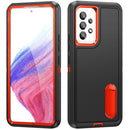 For Samsung Galaxy A53 3 in 1 Rugged Holder Phone Case(Black + Orange)