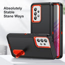 For Samsung Galaxy A53 3 in 1 Rugged Holder Phone Case(Black + Orange)